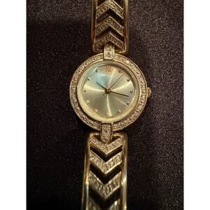 Vintage Danbury Mint diamond dress watch, 14k gold-plated sterling silver IOB